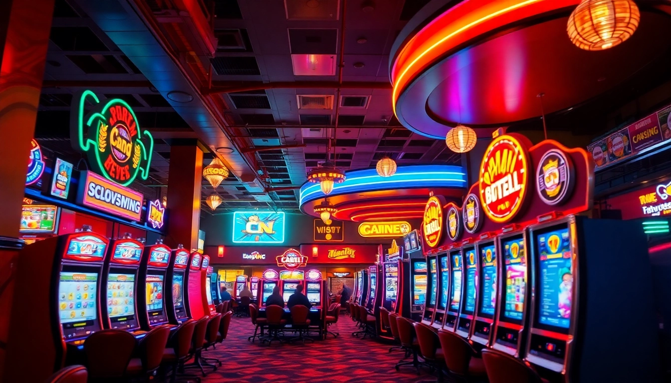 Experience the thrill of ทางเข้าpg gaming with vibrant slot machines and neon lights.