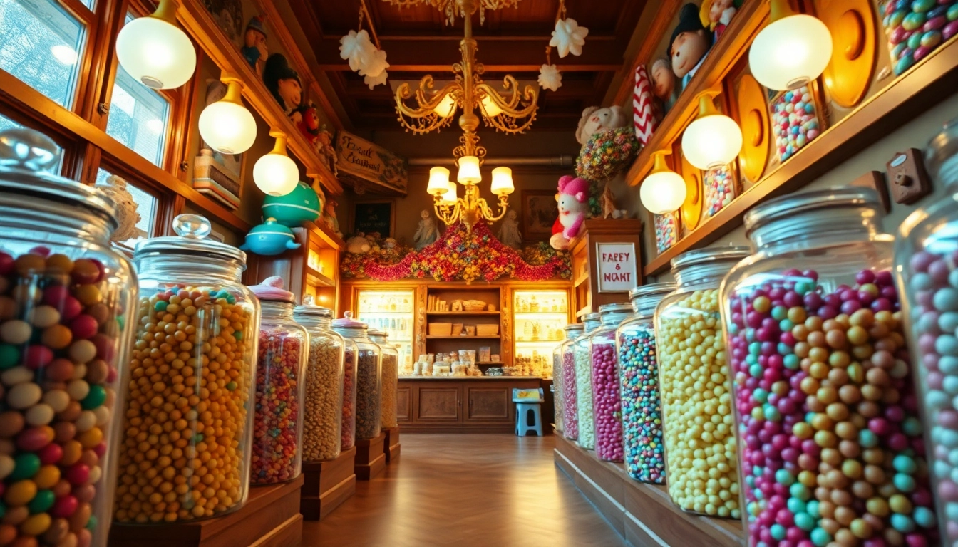 Find delightful treats at this charming candy store near me with colorful jars and a warm ambiance.