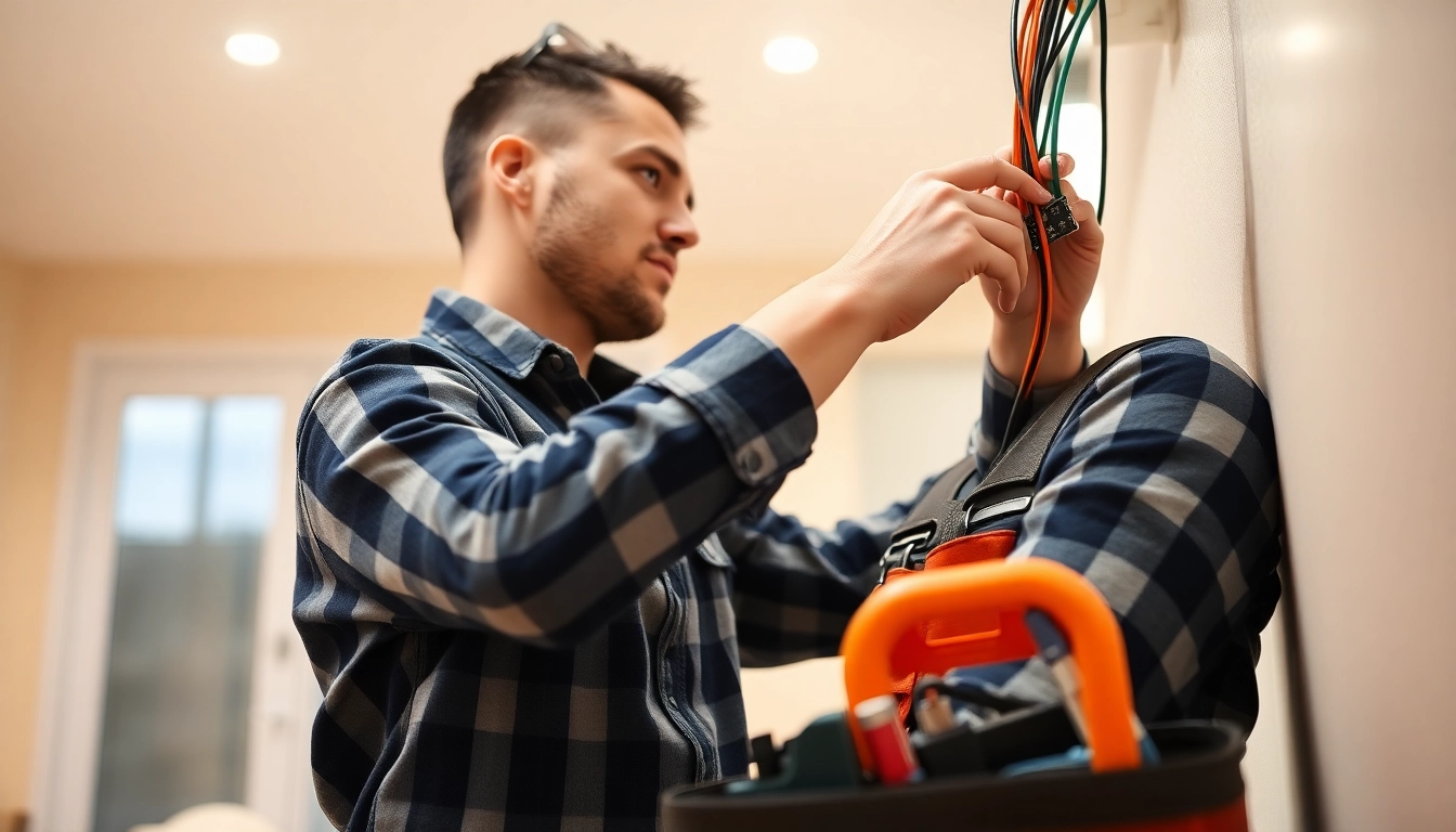 Expert electricians providing emergency Elektriker Notdienst repairs in a well-lit home environment.