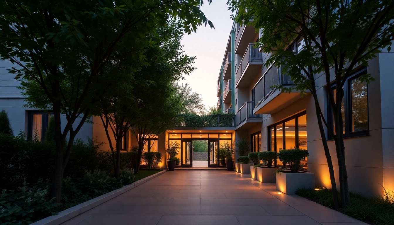 Capture the exterior beauty of Margaret Drive Residence with lush landscaping and inviting evening lighting.