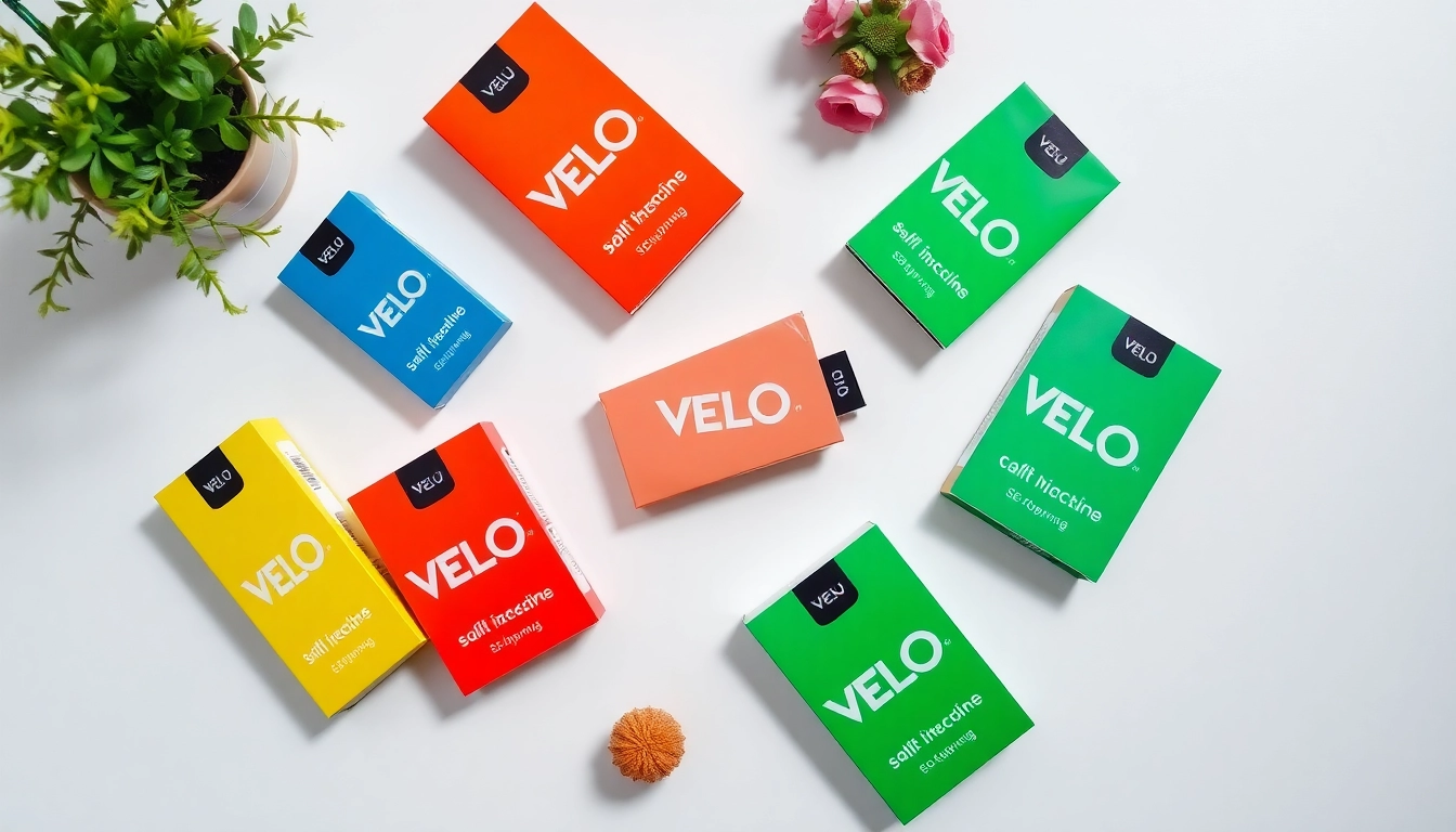 Discover Velo Bahrain's unique nicotine pouches in a vibrant flat lay setting.