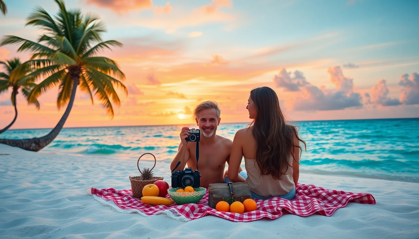 Experience Livingstone Vacations Bahamas Travel with a romantic beach picnic at sunset.