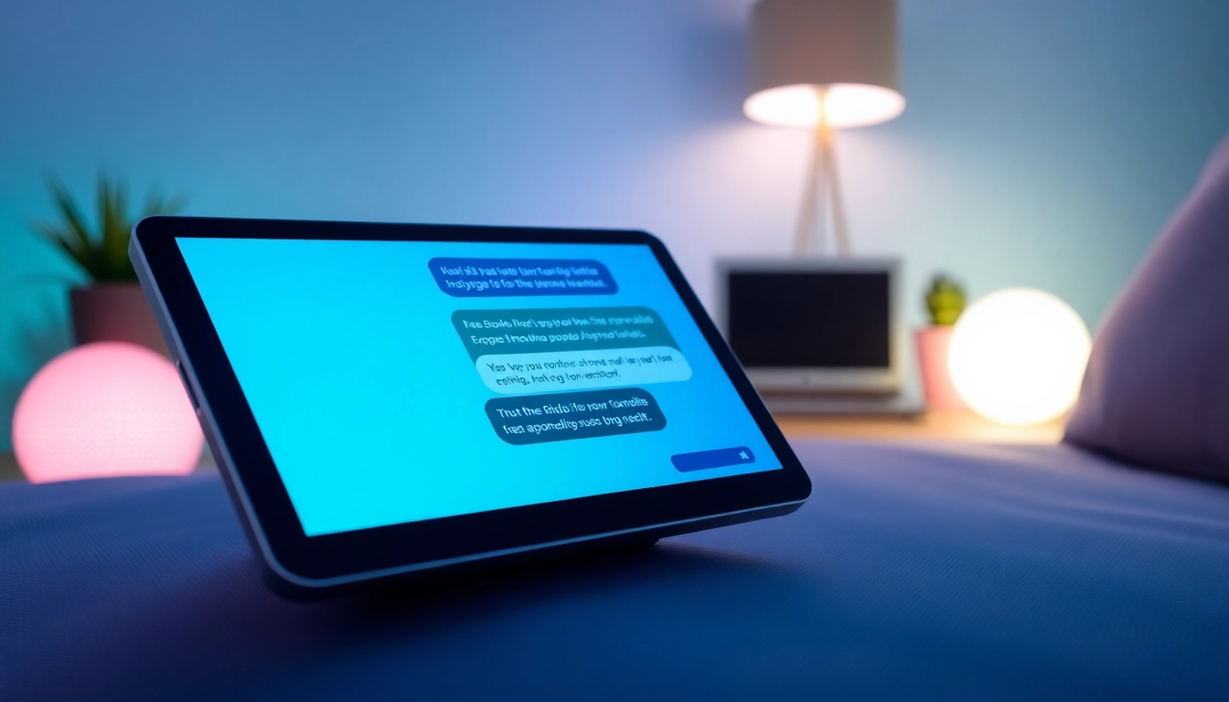 Engage in unfiltered AI chat through a vibrant digital interface in a modern workspace.