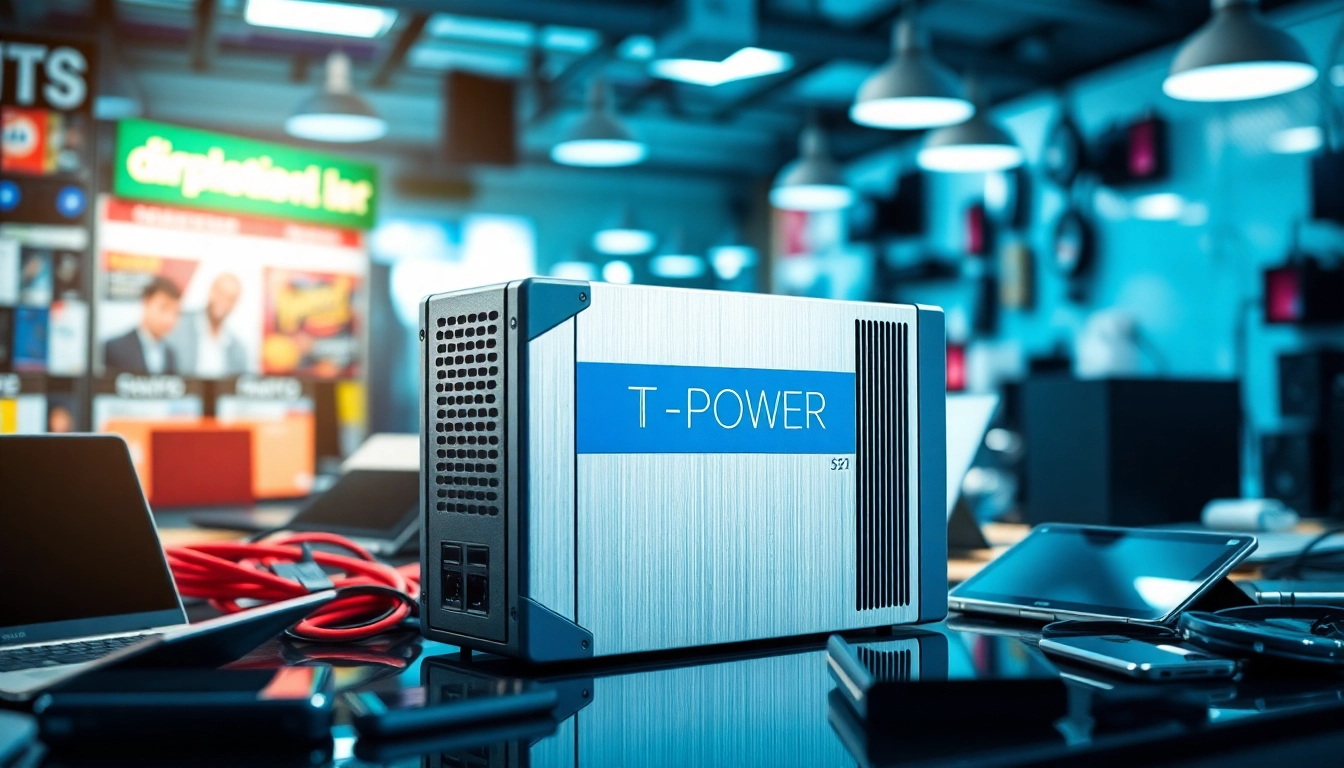 Showcase of TPower’s reliable power supply unit in an electronics market.
