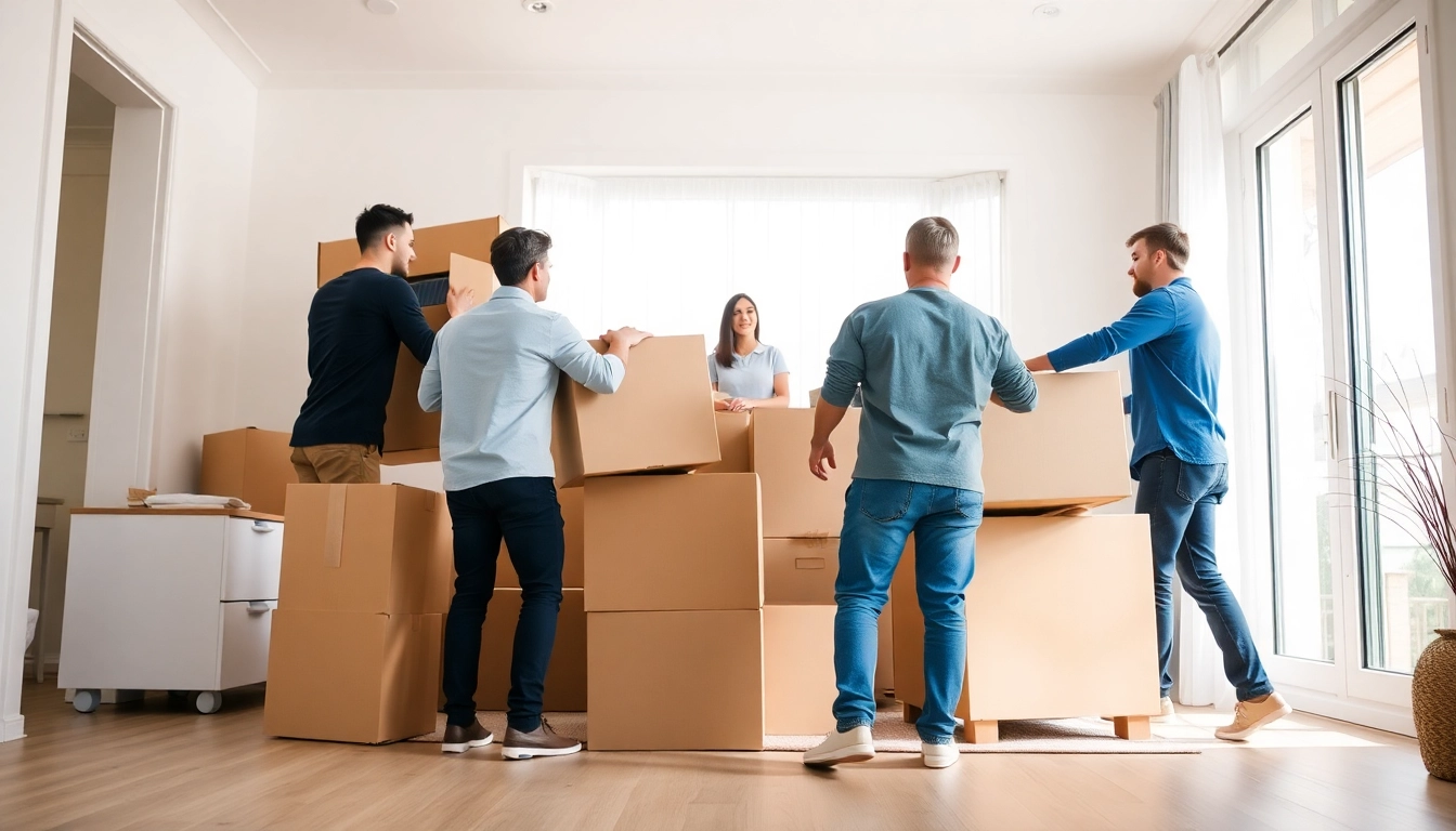Efficient team of Umzugsfirma Erlangen organizing a smooth move in a bright home environment.