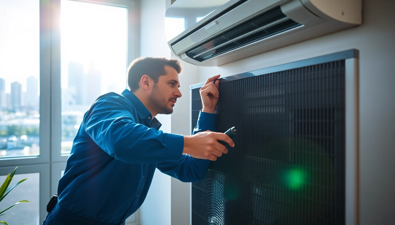HVAC technician providing expert HVAC services Los Angeles in a modern home environment.