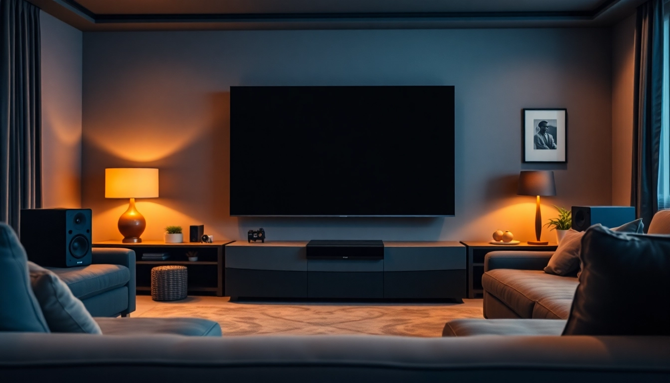 Experience the best home theater installation near me with a stunning projector setup in a modern living room.