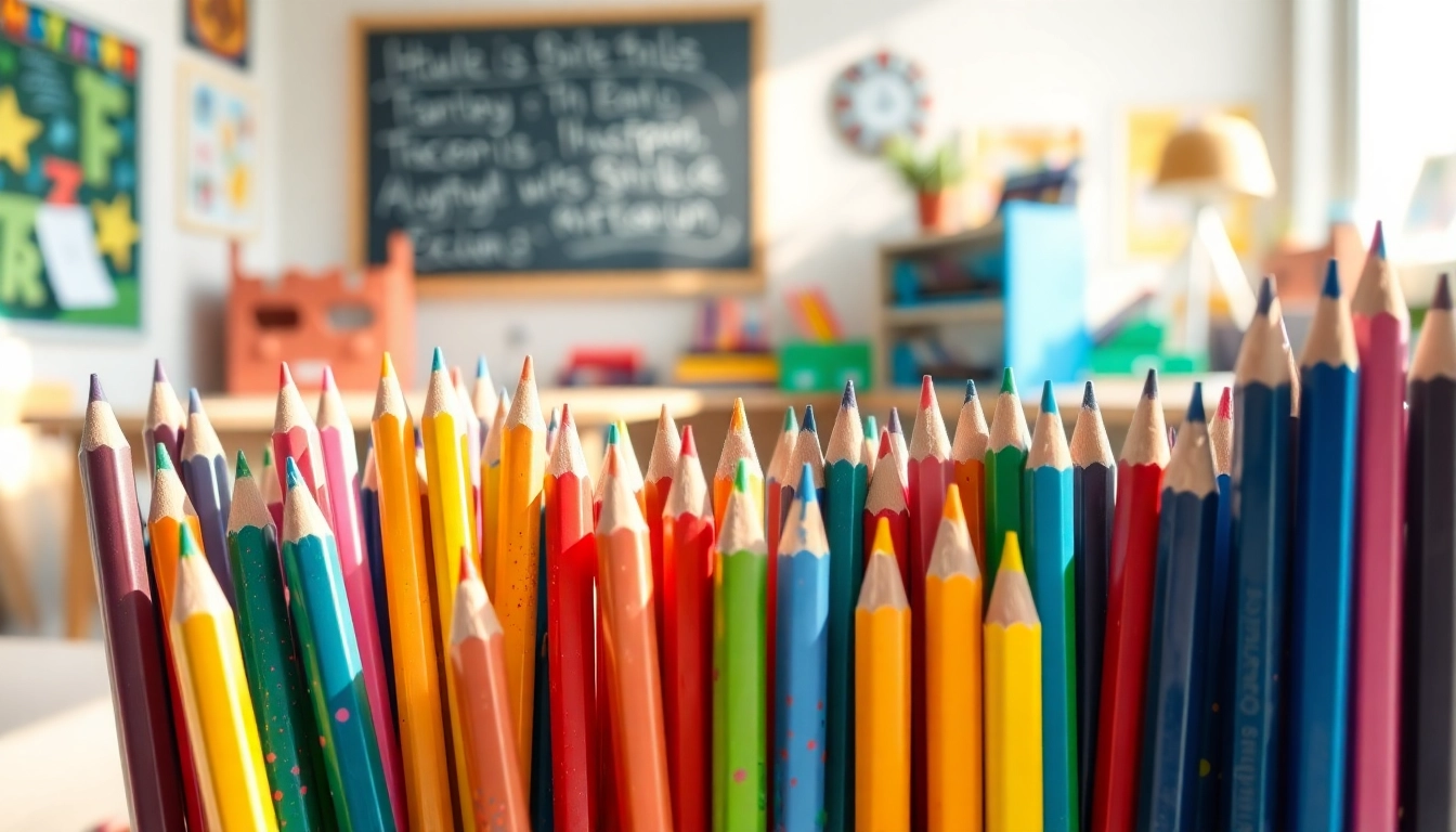 Kids colouring pencils in a bright classroom, inspiring creativity and fun.