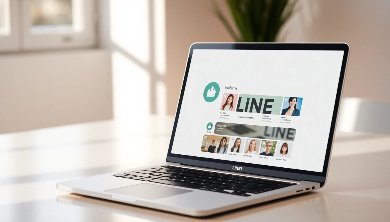 Download the 電腦版line下載 on a stylish laptop showcasing the app interface in a cozy setup.