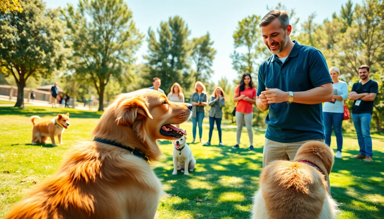 Engaging dog training session in Irvine, demonstrating techniques with a golden retriever.