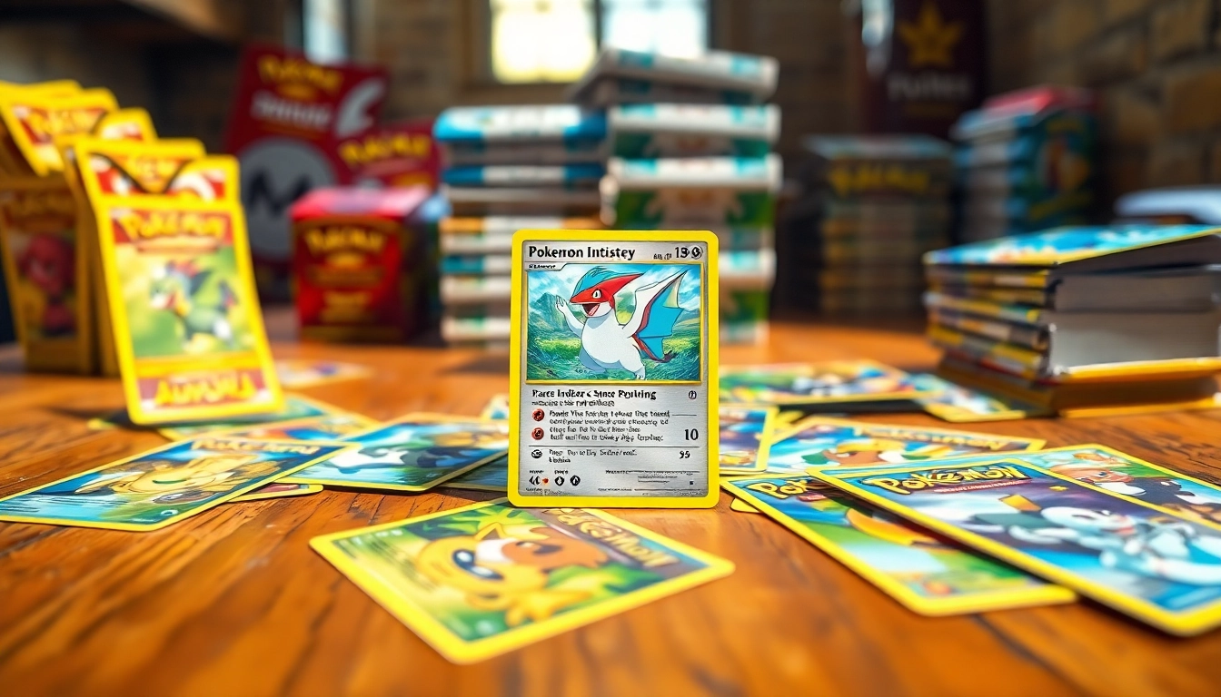 Explore vibrant Pokémon tcg india trading cards displayed in an inviting setting.