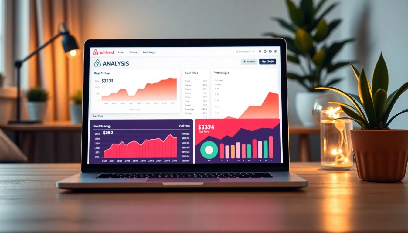 Optimize smart Airbnb pricing strategies with visual data on a modern office setup.