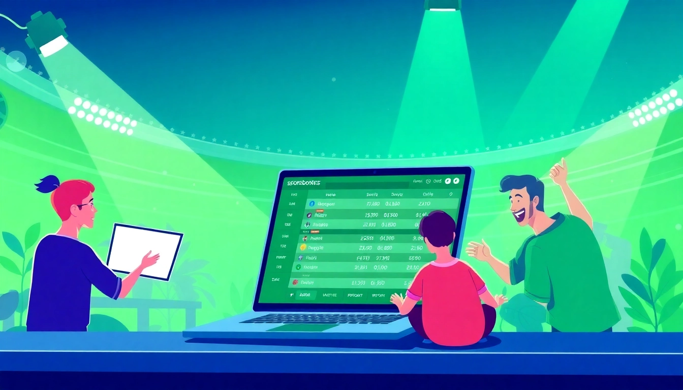 Exciting scene of online betting on situs judi bola showcasing vibrant sportsbook odds and engaged users.