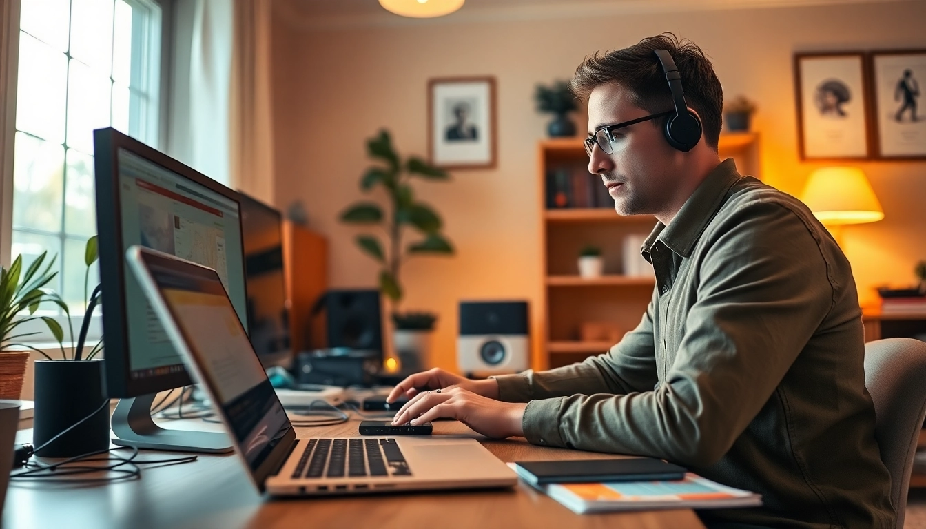 Offering expert residential it support with a technician assisting in a home office setting.