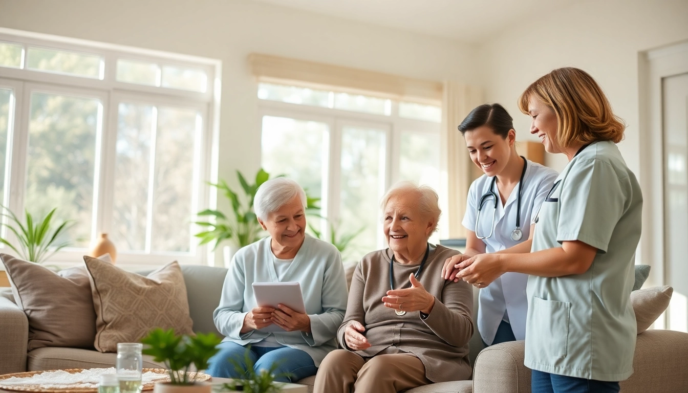 Senior caregivers Austin TX assisting elderly in a warm, inviting living room atmosphere.
