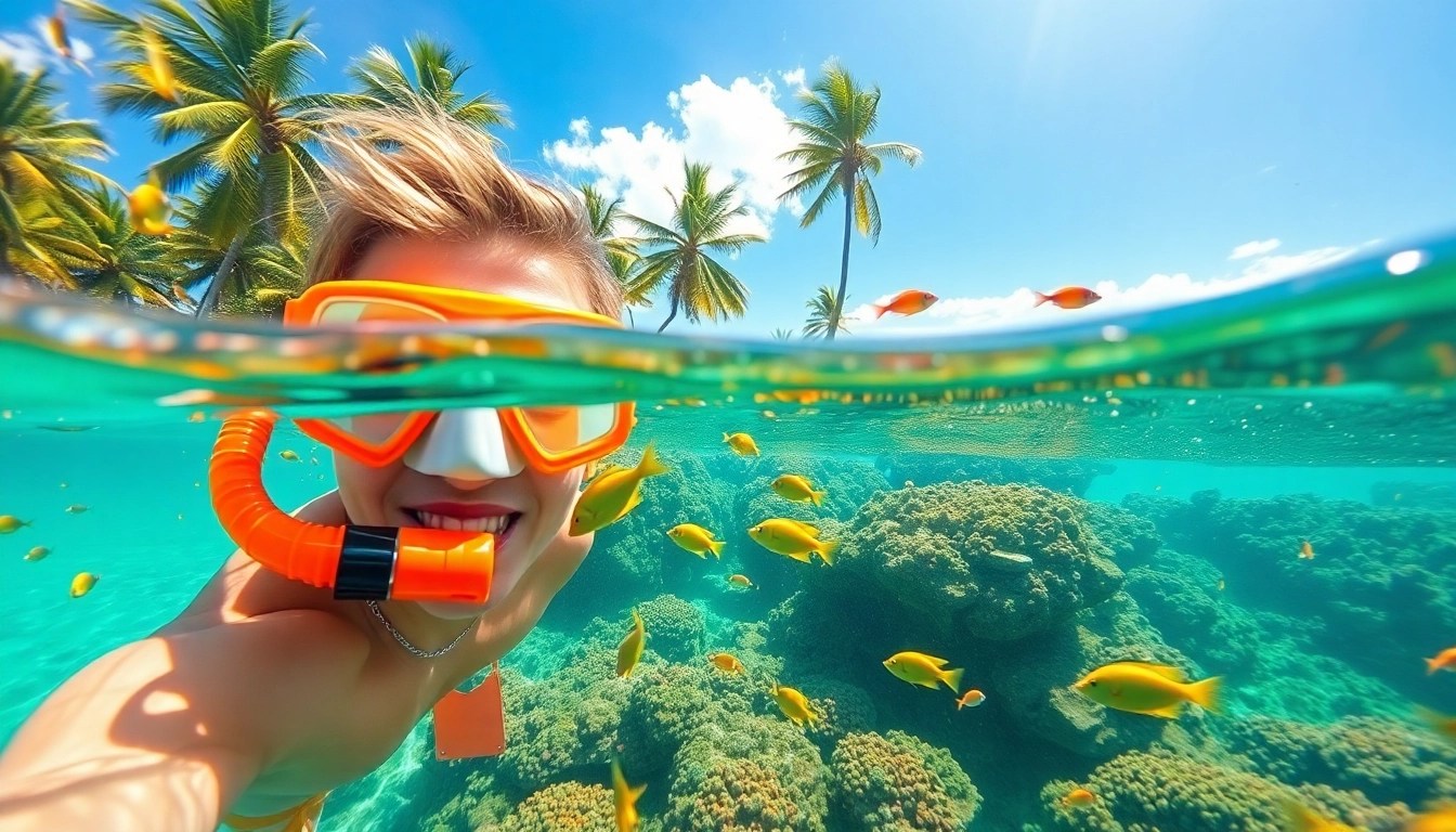 Snorkel Puerto Rico showcasing a snorkeler encountering vibrant marine life in clear waters.