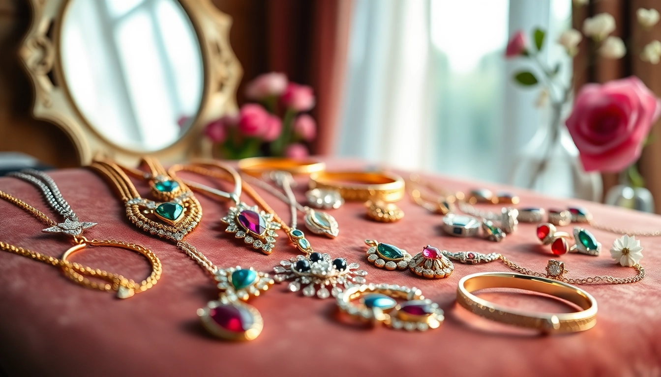 Admire stunning women's jewelry beautifully arranged on luxurious velvet.