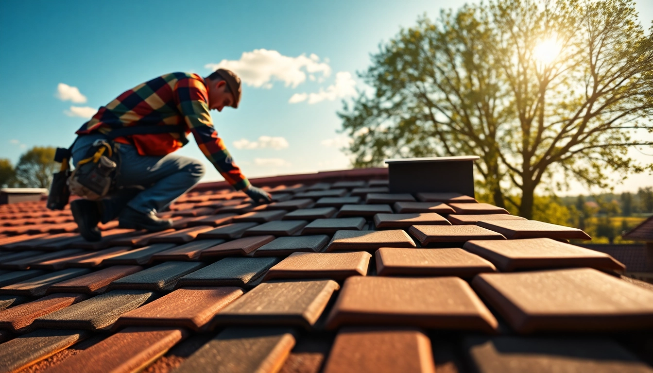 Roofer in Hoenderloo expertly installing roofing tiles, highlighting the role of dakdekker hoenderloo.