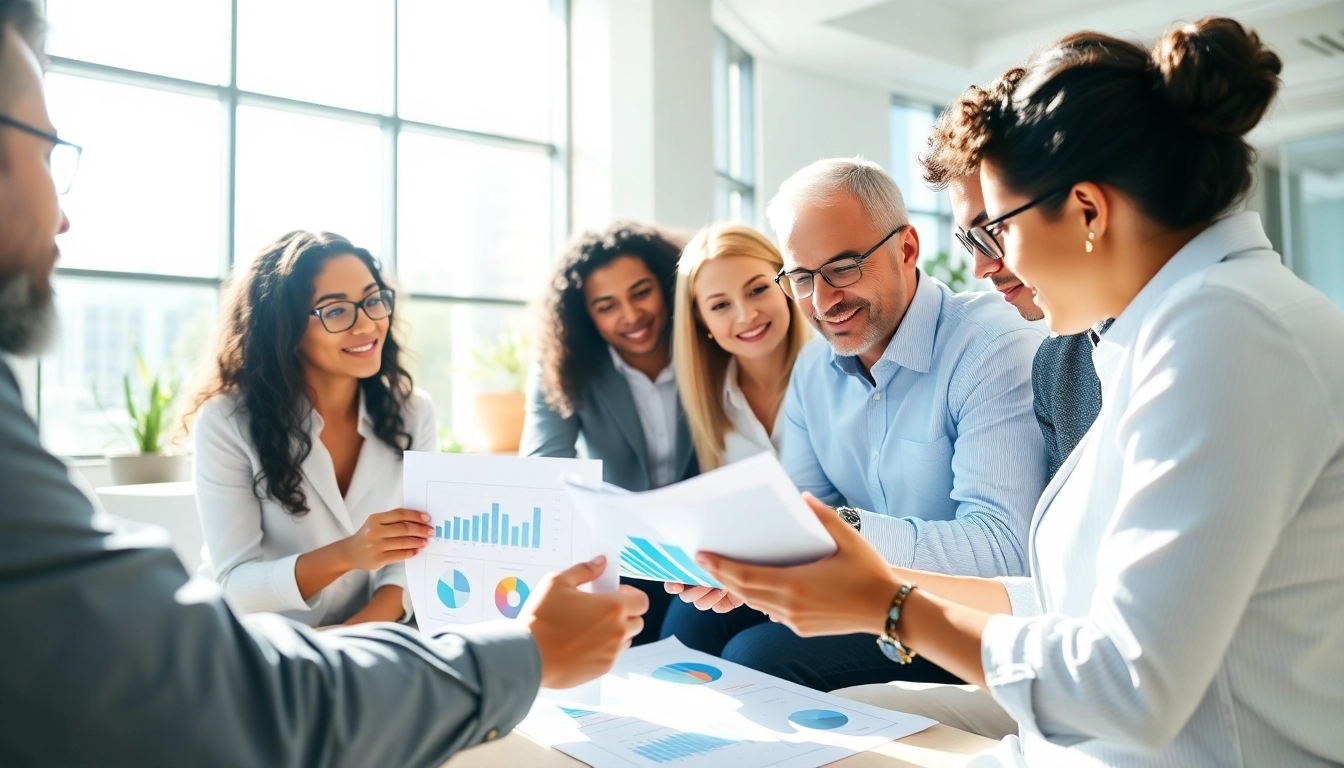 B2b buyers collaborating in a modern office, showcasing teamwork and strategy.