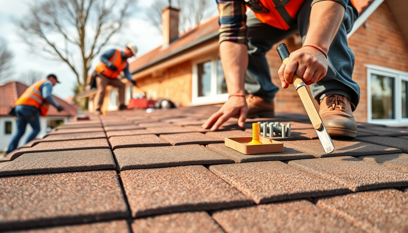 Roofing team from Dakdekkersbedrijf Arnhem installing shingles with precision and skill.