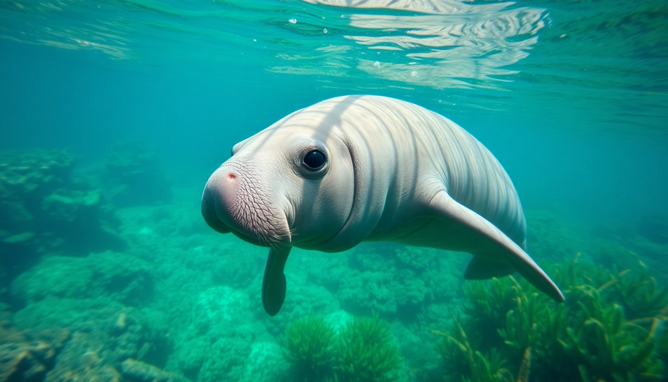 Observe manatees puerto rico gliding through colorful coral reefs in a serene marine sanctuary.