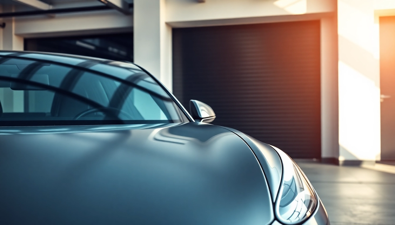 Tesla window tinting Southampton showcases a sleek Model 3 in an upscale garage with premium dark tints.
