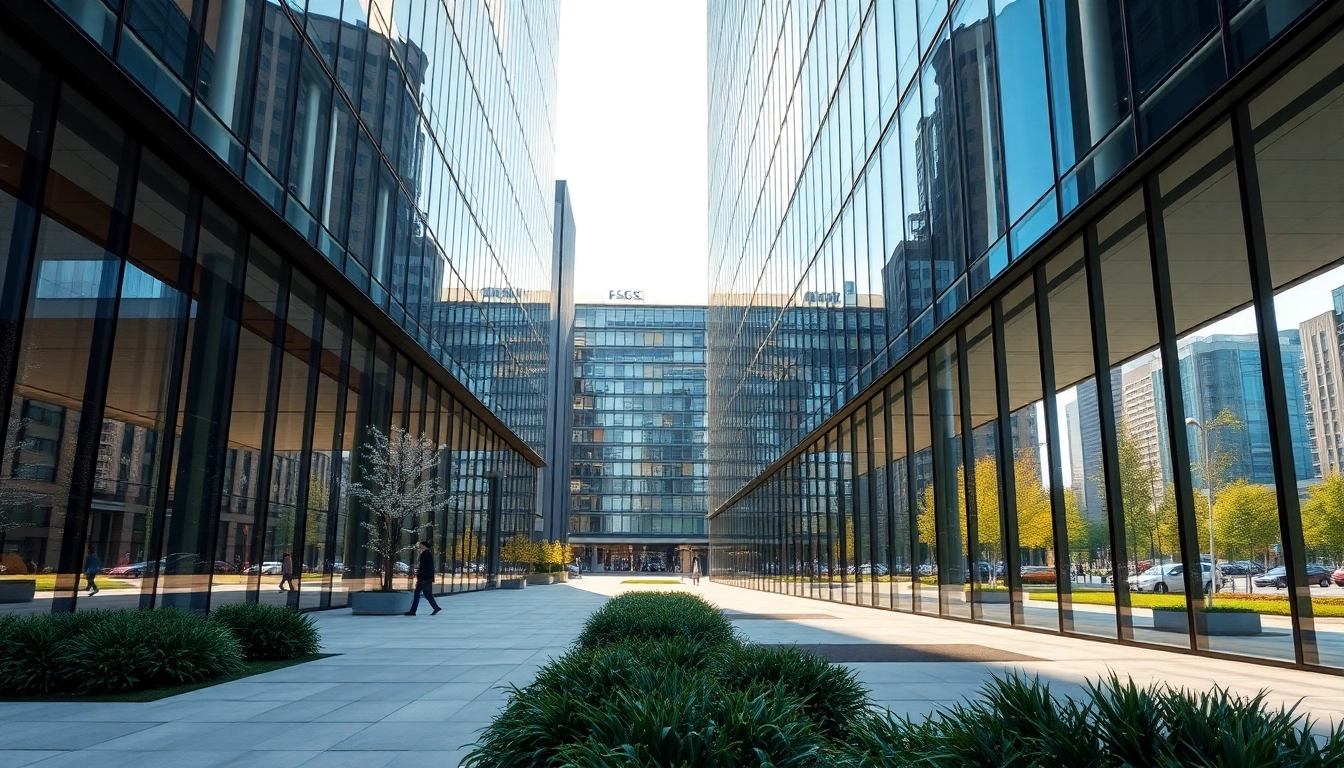 Architekturvisualisierung eines modernen Gebäudes in einer dynamischen Stadtumgebung