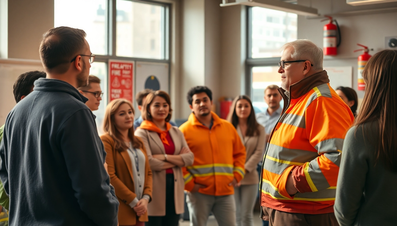 Enhance fire safety awareness during a training session with attentive participants observing an expert.