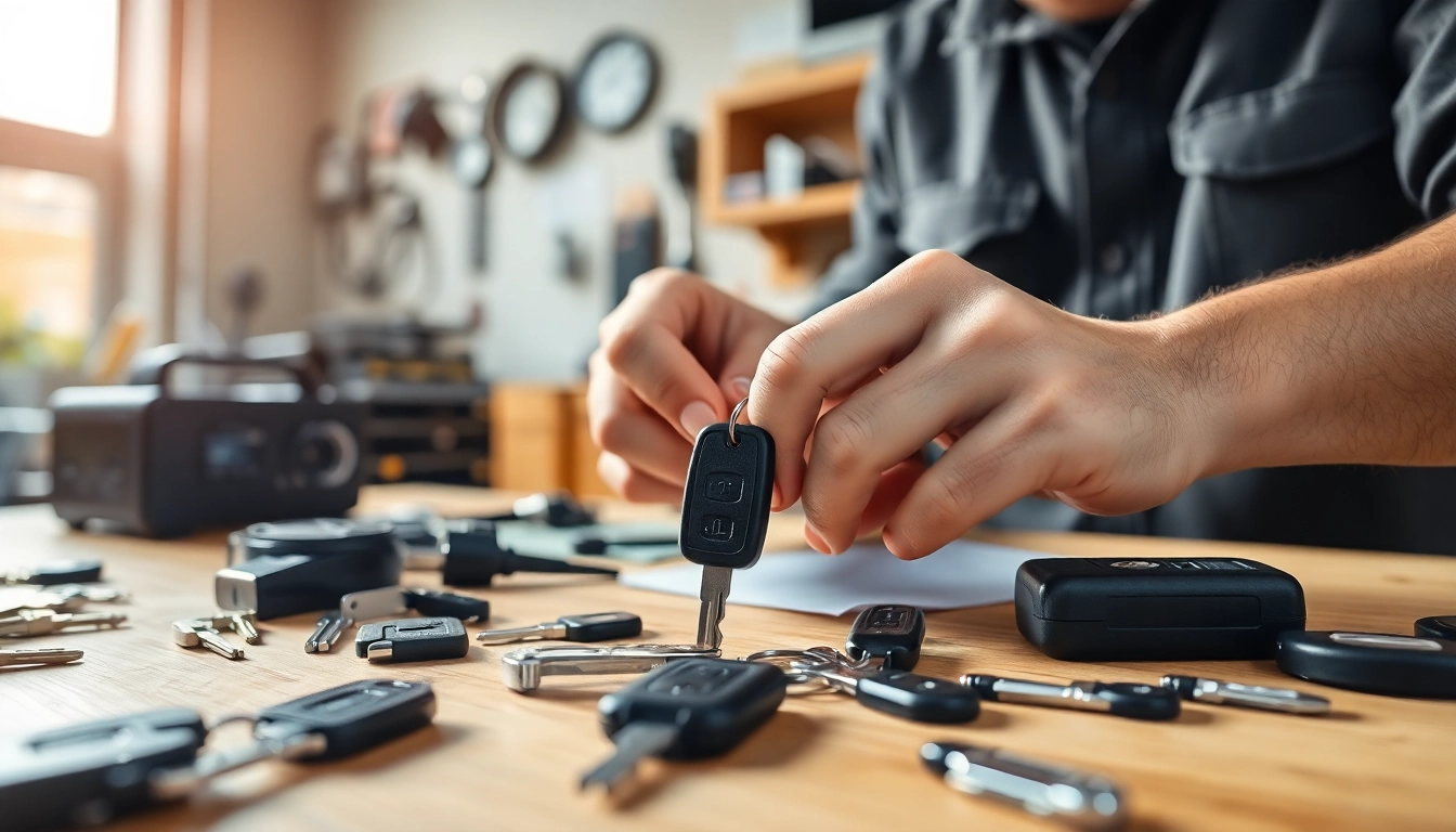 Crafting Replacement Car Keys in a professional locksmith workshop.