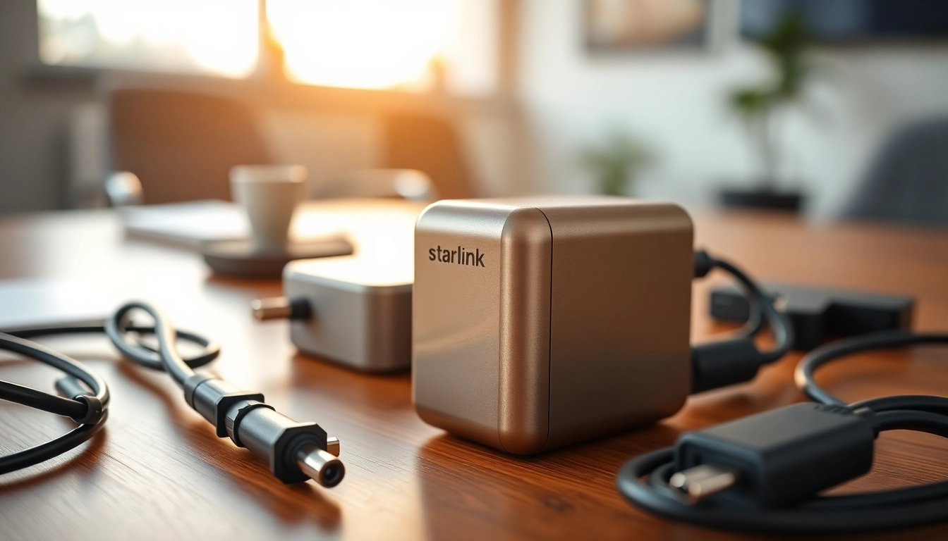 Showcasing a starlink mini 12v adapter alongside essential power accessories for connectivity.