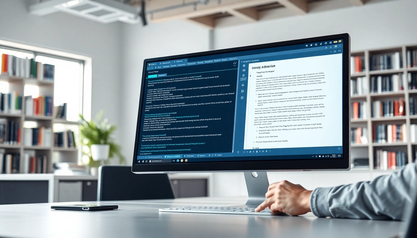Analyze text with the innovative ai detector on a sleek office computer setup.
