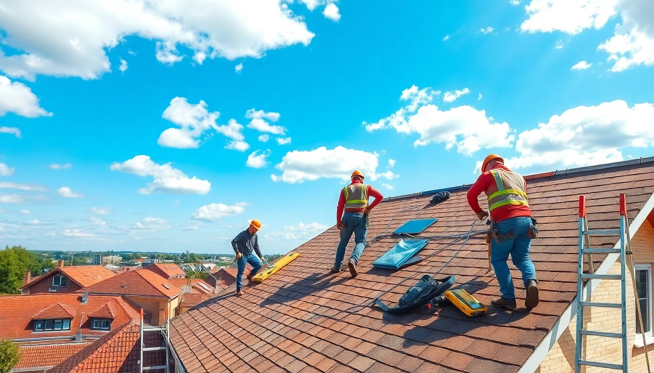 Roof replacement in Arnhem featuring skilled workers, highlighting dak laten vervangen Arnhem.